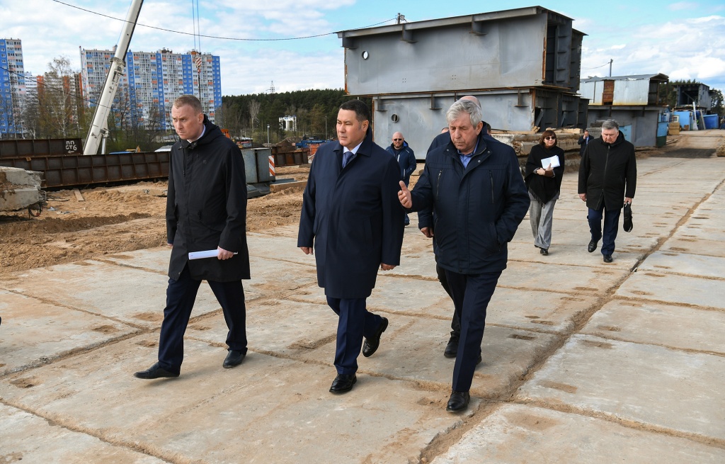 Губернатор оценил строительство Западного моста в Твери и путепровода на улице Фрунзе